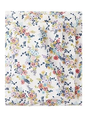 Mainstays 300 Thread Count Cotton Blend Percale King Size Sheetset, Multi-Floral